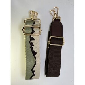 Brown/Green Adjustable Replacement Purse Crossbody Strap Bundle w/Gold Hardware